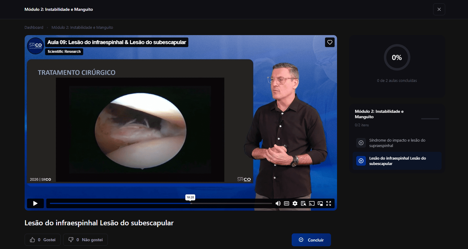 Conteúdo online da pós-graduação em ombro, cotovelo e trauma do esporte
